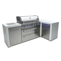 Mont Alpi 805 6 Burner Deluxe Stainless Steel Kitchen Island | Infrared Side Burner | Corner Unit