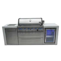Mont Alpi 805 6 Burner Deluxe Stainless Steel Kitchen Island | Infrared Side Burner | Fridge