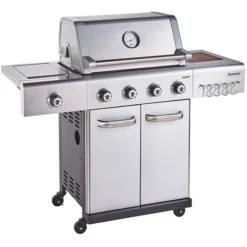 Outback Jupiter 4 Burner Hybrid Barbecue With Chopping Board | Stainless Steel