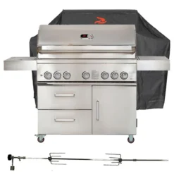 Whistler Bibury Stainless Steel 5 Burner Barbecue | Cover + Rotisserie