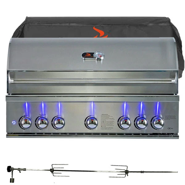 Whistler Burford Stainless Steel 5 Burner Built In Gas Barbecue | Cover + Rotisserie 1 Whistler Burford Stainless Steel 5 Burner Built In Gas Barbecue | Cover + Rotisserie
